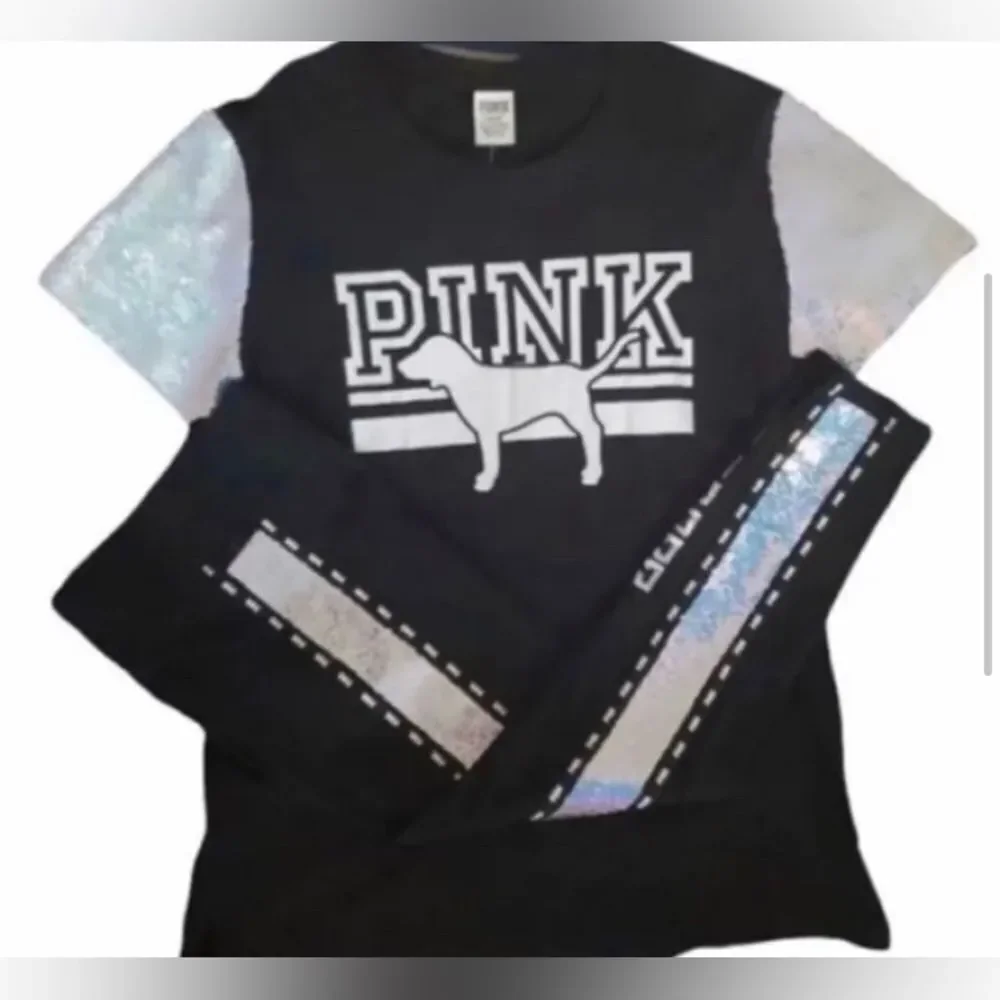 PINK VS MERMAID BLING TSHIRT / YOGA LEGGINGS OUTFIT M